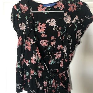 Floral tie blouse